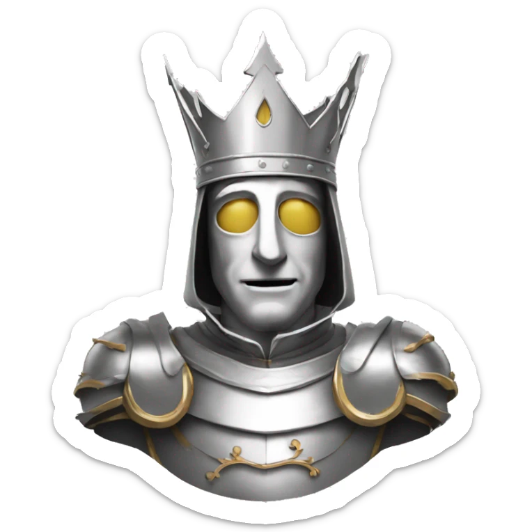 king baldwin IV in silver full face mask up who raises his hand to greet sticker