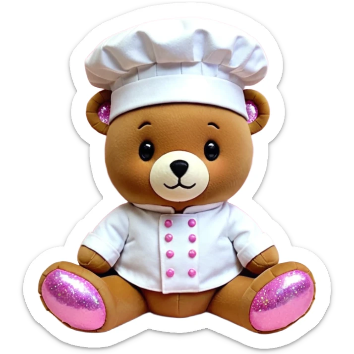 quiero un oso

Mejillas rosadas

Sprinkles en forma de estrellitas

Patitas pequeñas y redonditas

Un gorrito de chef mini

Expresiones cambiantes (feliz, sorprendido, emocionado) sticker