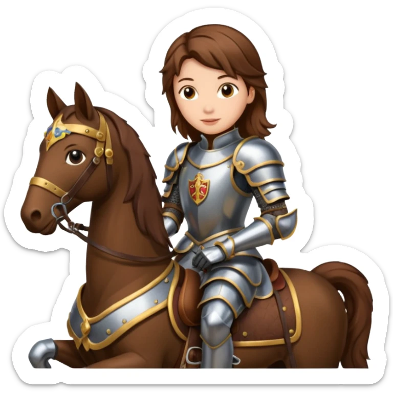 Renaissance princess knight with brown hair on horse sticker