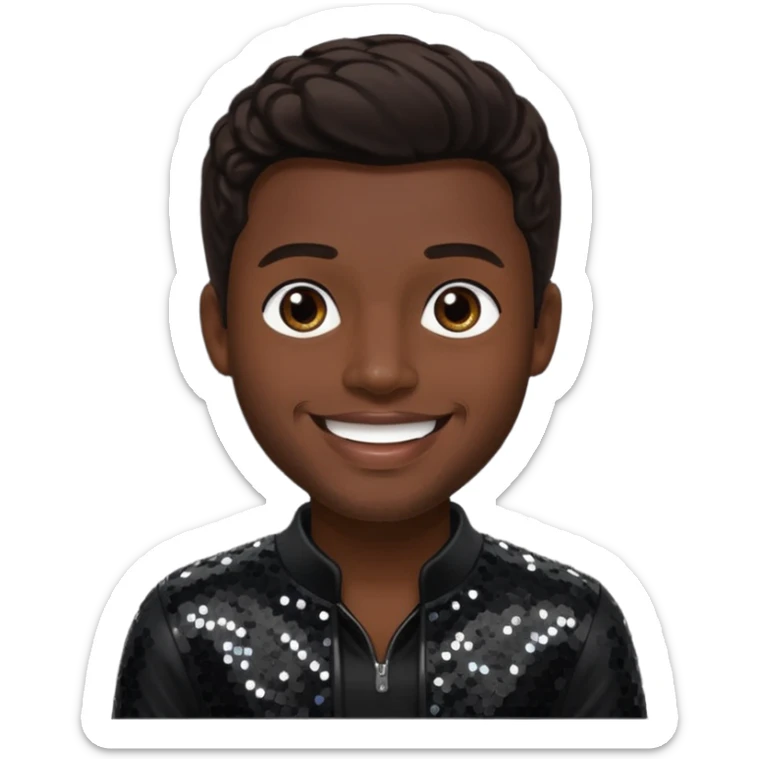 James JT Taylor from Kool & The Gang with dark brown hair, black sequin outfit sticker