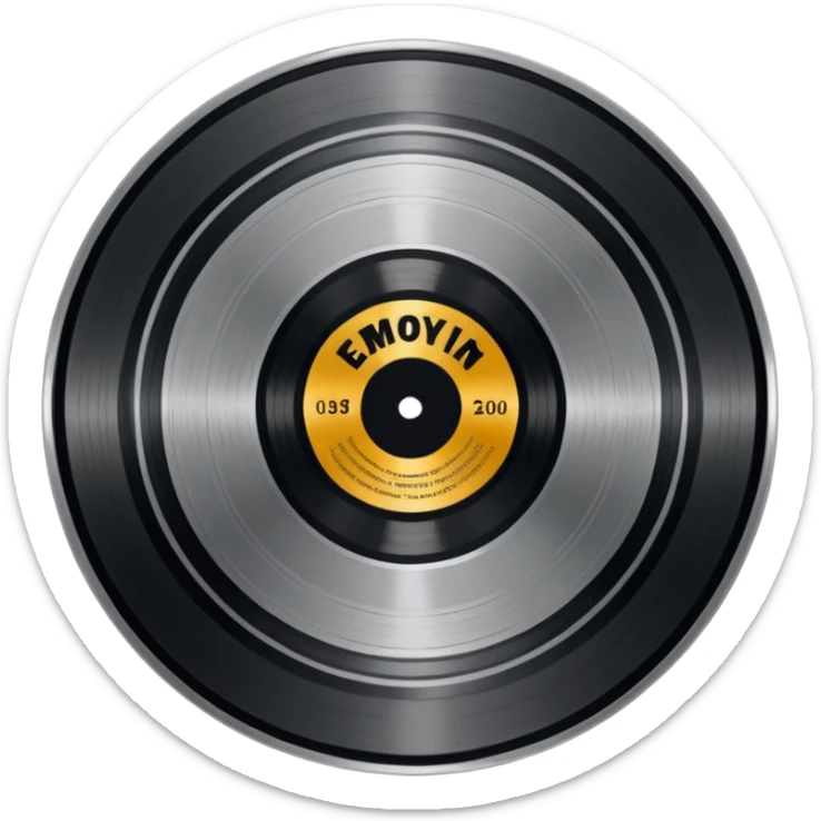 A dark metal platinum music award plaque The center features a relief of a or stylized vinyl record in a slightly darker metallic tone sticker