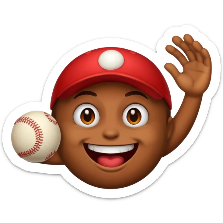 I want a emoji of a emoji with a evil smile throwing a baseball very hard sticker