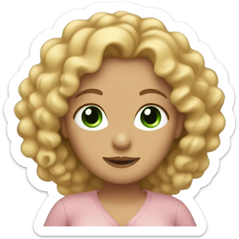 A Woman with Long curly blond Hair and green eyes is pregnant. sticker