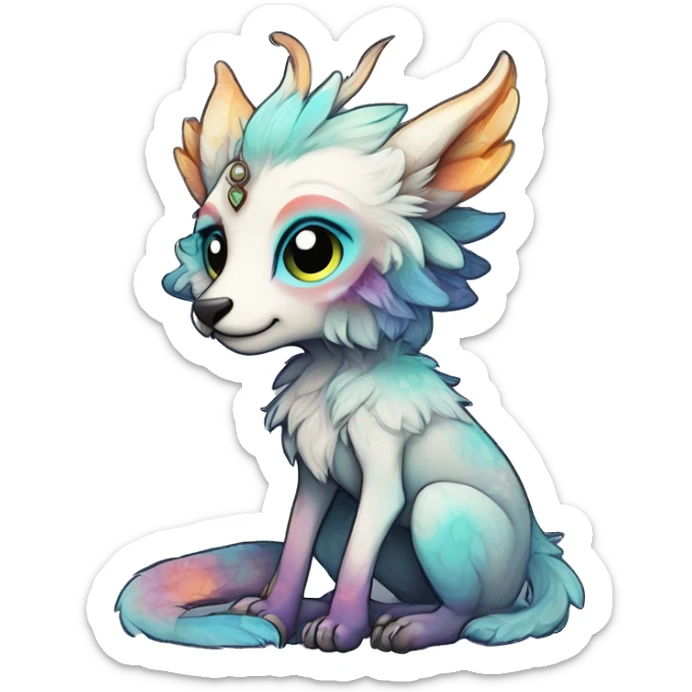 cute Kawaii edgy ethereal shy fantasy animal fursona Fionbri creature by griffsnuff & LiLaiRa & Falvie with exotic colors full body sticker
