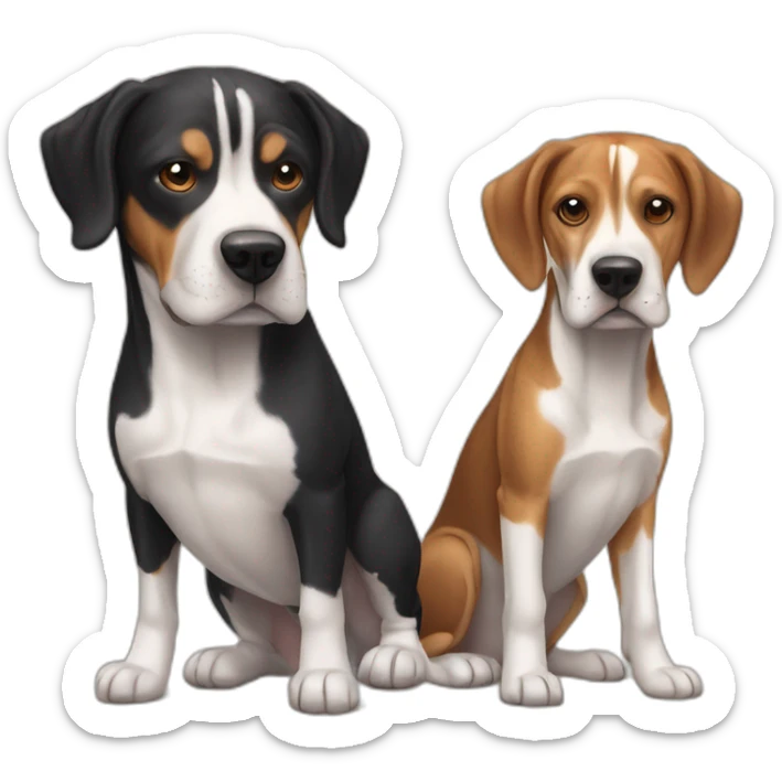 Tres perros una Staffordshire negra un beagle café un beagle negro sticker