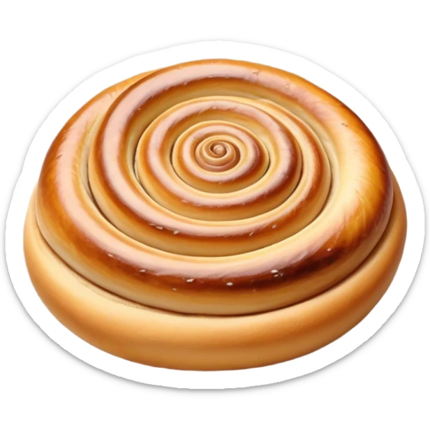 Cinematic delicate escargot pastry, spiral shape with layers of buttery dough, caramelized edges, rich golden-brown tones, elegant and inviting. sticker