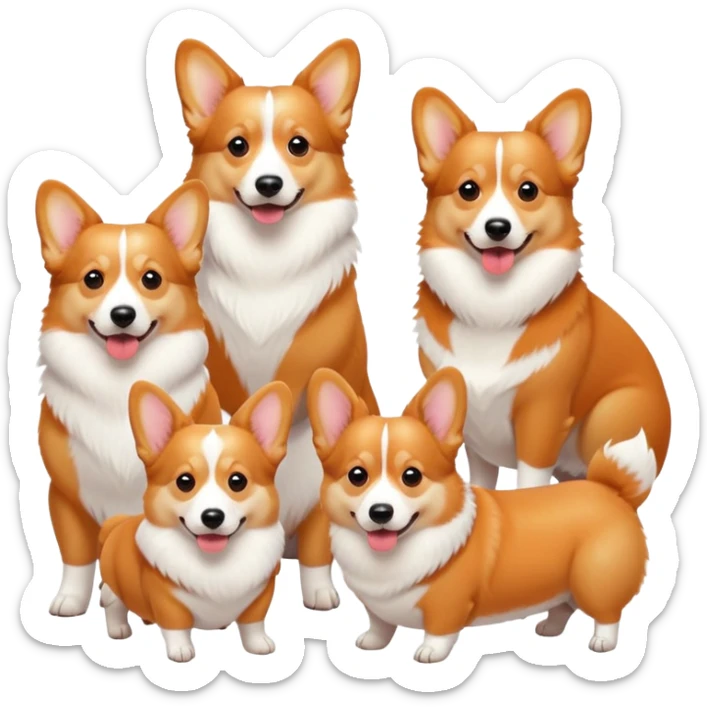 5 corgis, the mom, the dad, a boy and two girls all dogs  sticker