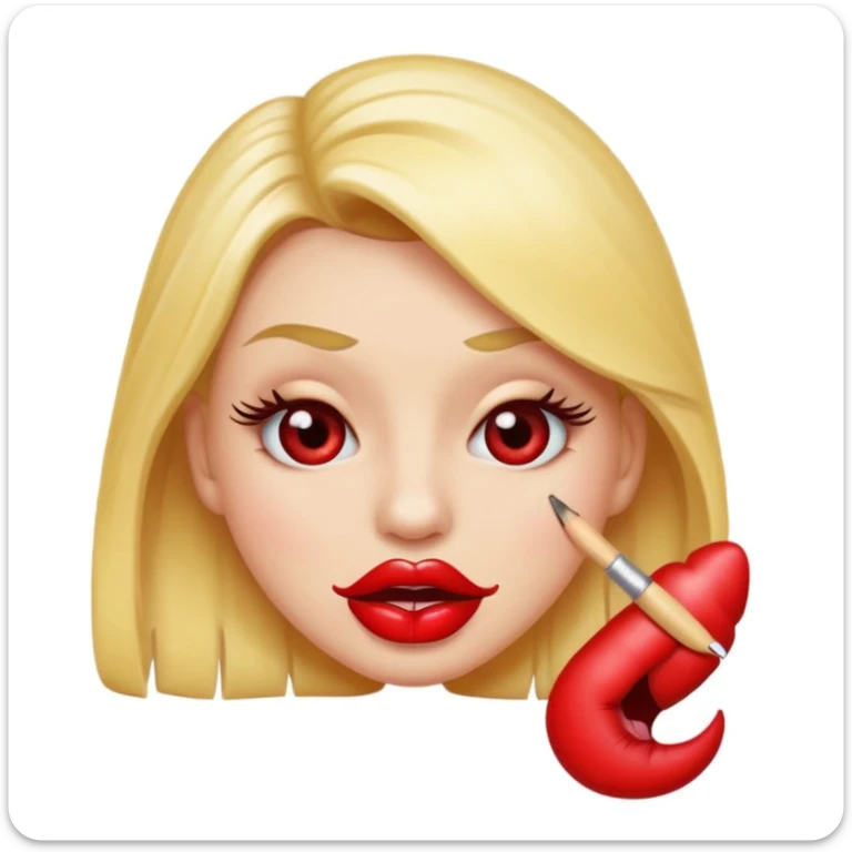 je veux un emogies avec des faux cils des belle levre avec du rouge a levre qui se mordille son ongle nail art  sticker