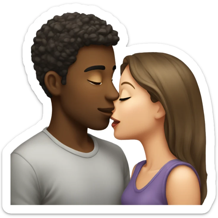 Girl kissing guy sticker