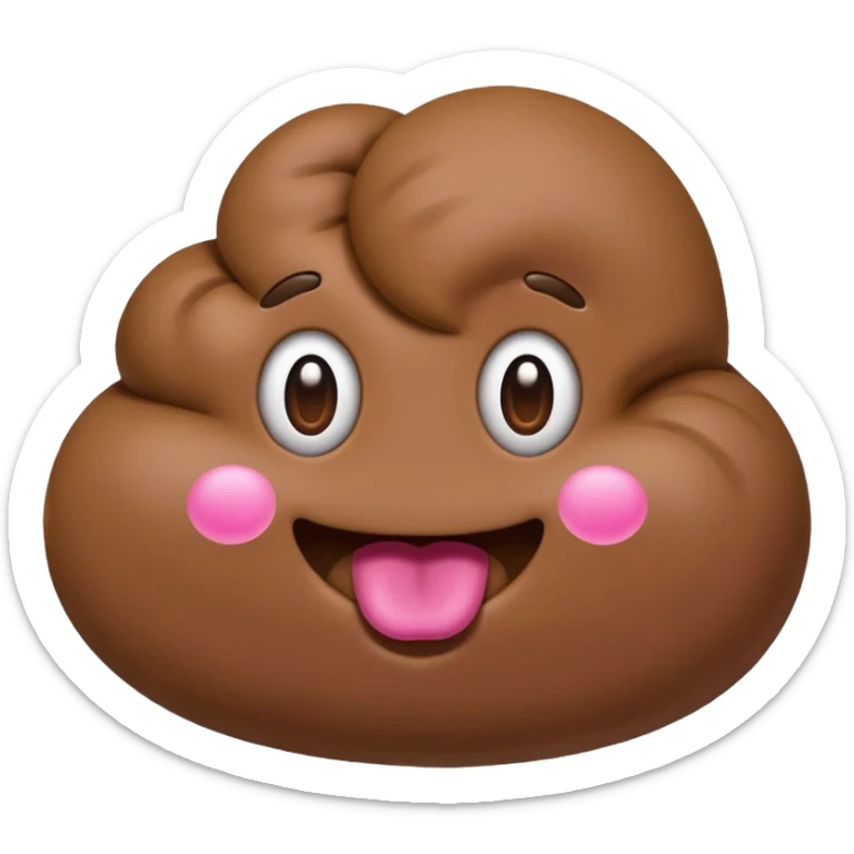 simple and funny emoji-style poop coming out of a round cartoon butt sticker