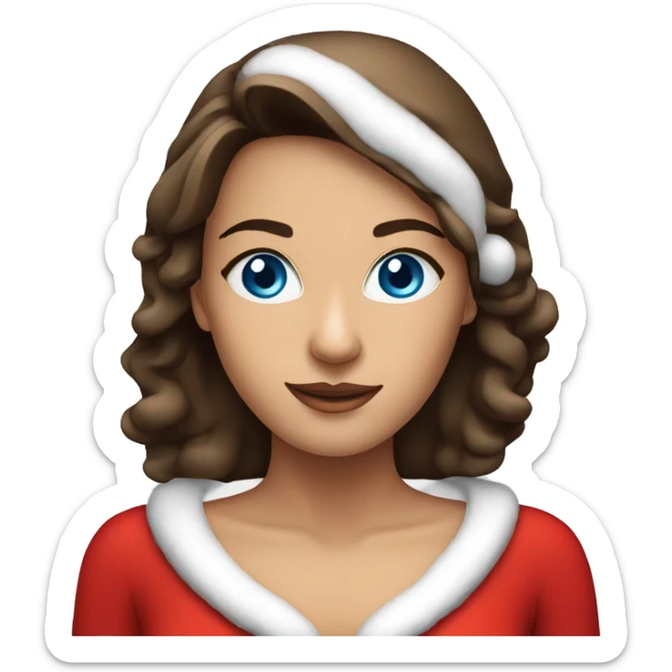 brunette woman in santa costume with blue eyes and tanned sticker