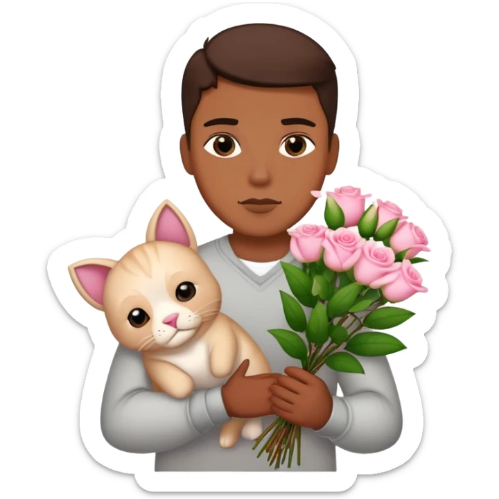 The bad boy is holding a bouquet of pink jasmine roses sticker