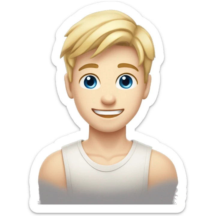 confident happy clean shaven pale teen boy with short blonde light hair blue eyes outdoor portrait sticker