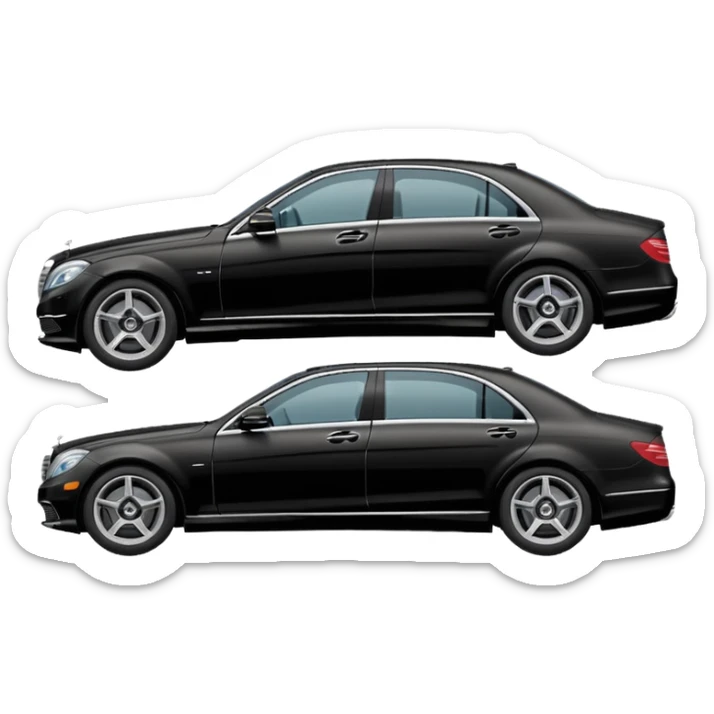 Crée-moi un emoji de Mercedes classe S sur le côté en noir sticker