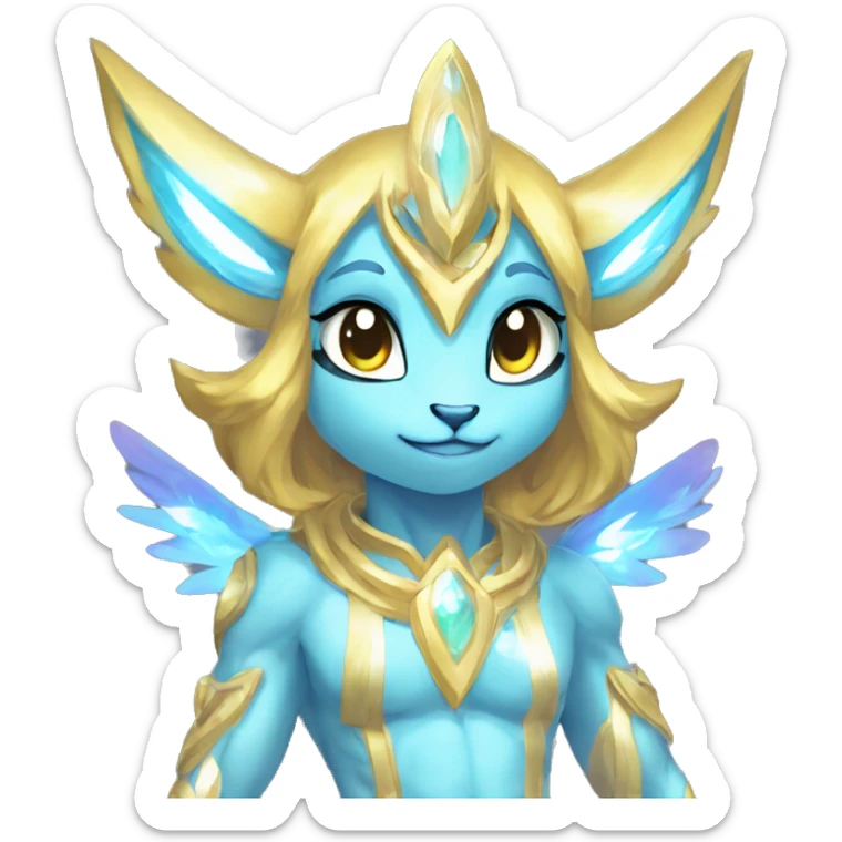 Anthro Sona Colorful Shiny Godly Celestial Shiny Fakemon Full Body sticker