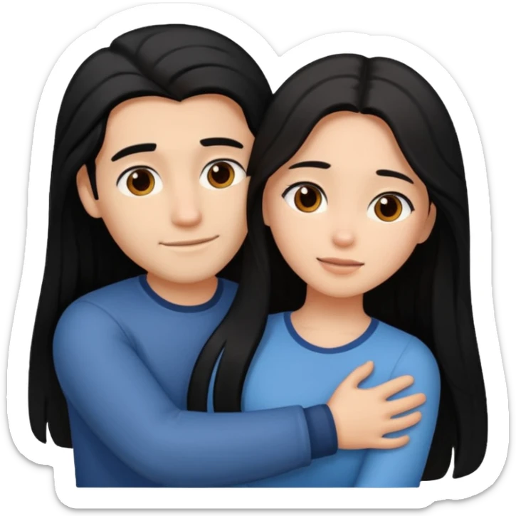 Couple that lobes eachother girl has black lonh hair he is white with brown hair sticker