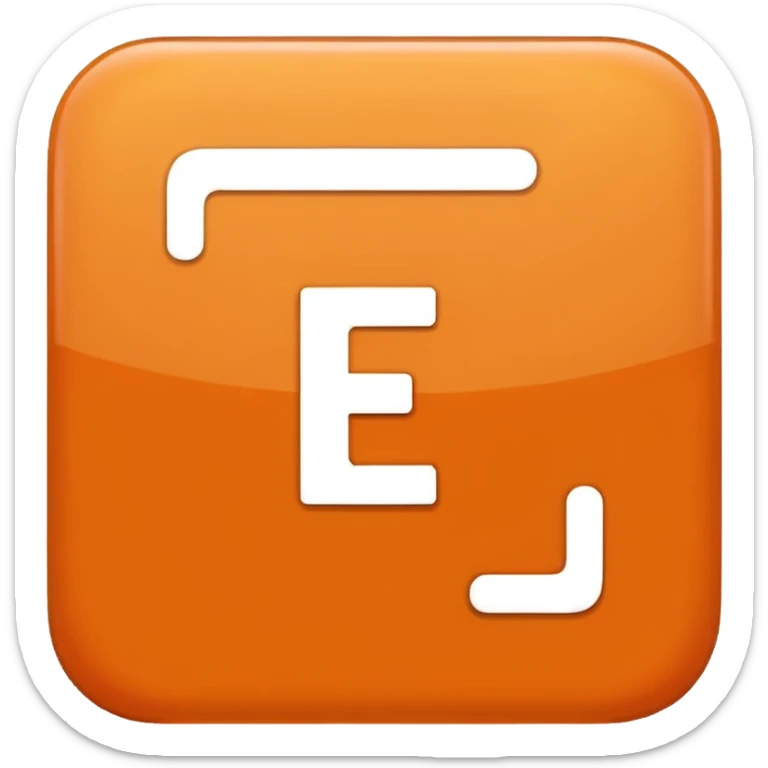 make me an emoji of a orange square with a white E in the center large E must have times new roman font sticker