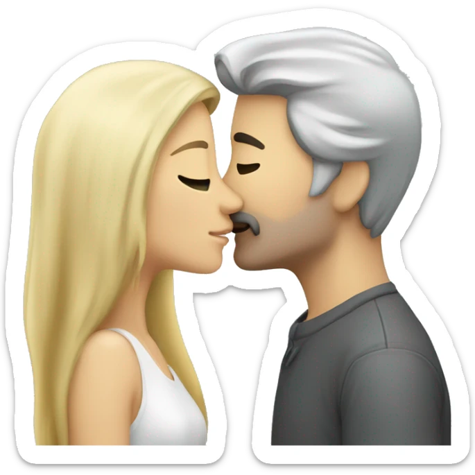 Long blond-hair-woman-and-dark grey-hair-man-kisses sticker