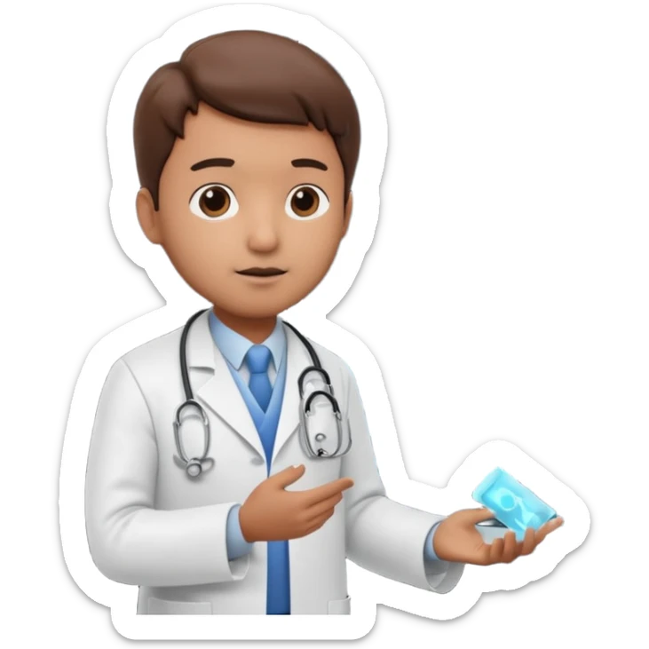 A 3D cartoon doctor examining a lung X-ray on a lightboard, medical room background, Memoji-style realism. sticker