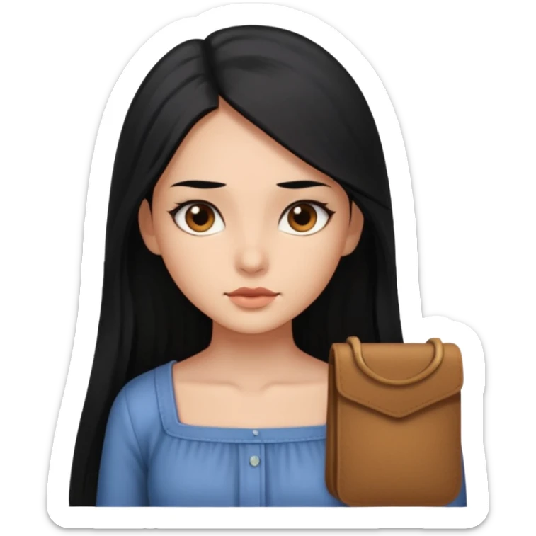 A deep skin girl with long black hair swept to the front and a square neckline shirt and brown eyes sticker