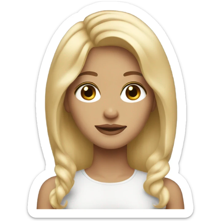 women with medium length blonde hair, brown eyes, pretty sticker