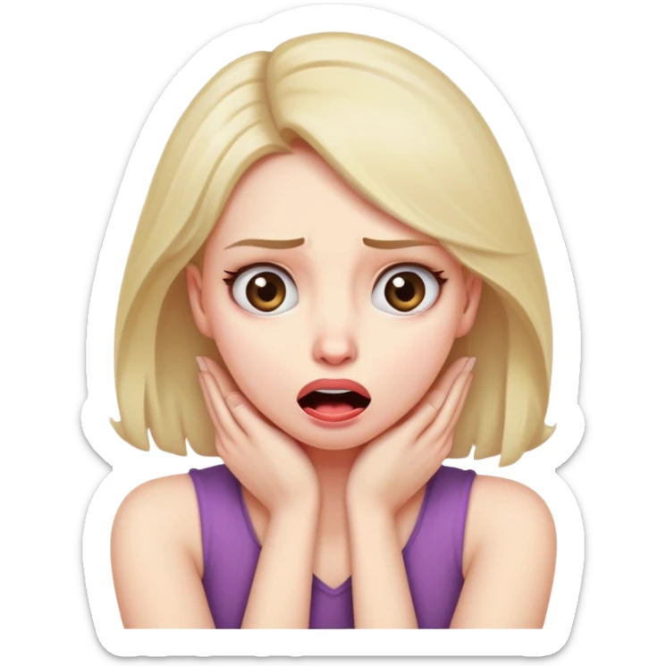 Woman with arms crossed holding neck, eyes scared and tongue out  sticker