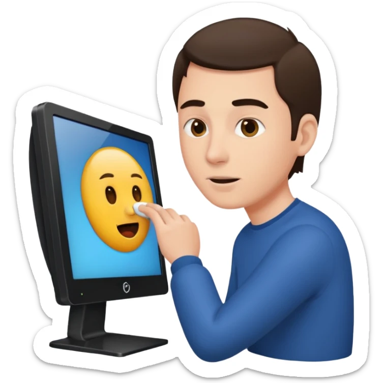 emoji of a man getting sucked into a desktop monitor sticker