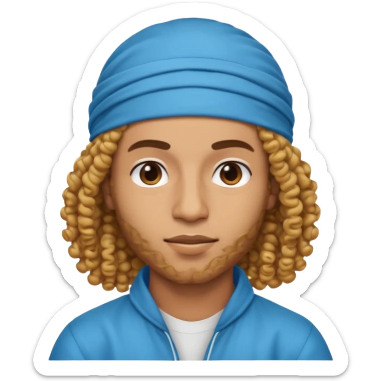 Emoji with Moroccan / Amazingh guy with curly hair, loooking like music artist Central Cee sticker