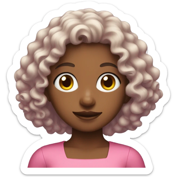 Curly hair girl with a pink dress  sticker