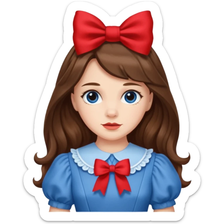 Dorothy Gale from the Wizard of Oz with long brown hair with red bow sticker