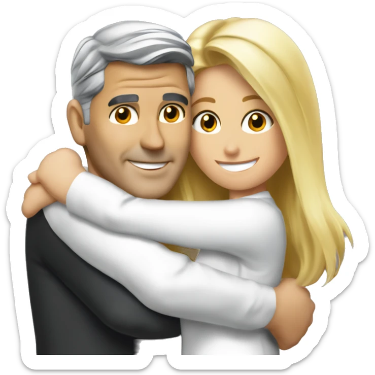 Hug hug hug George Clooney and blonde woman  sticker