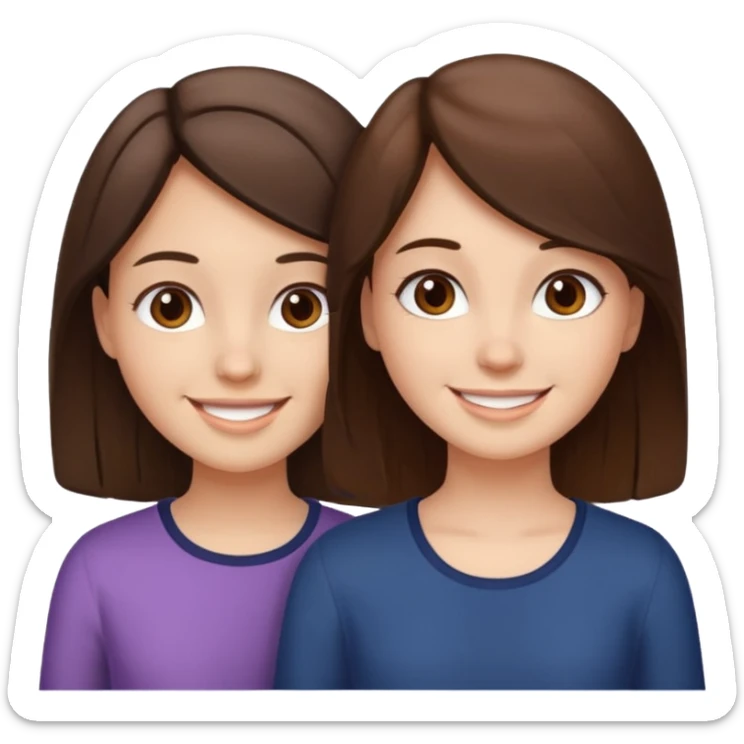 2 Besties g girls one dark brown hair one light brown hair sticker
