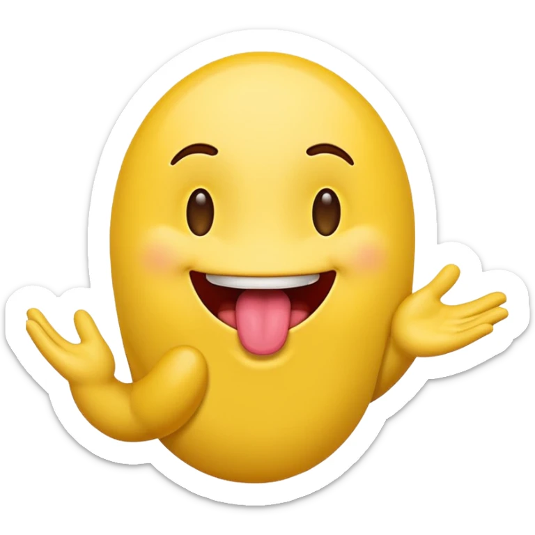Tongue out with hands to the side as if the emoji was creating an opening  sticker