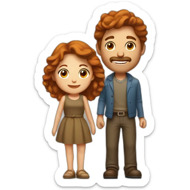 un homme brun qui fait un câlin à une femme rousse sticker