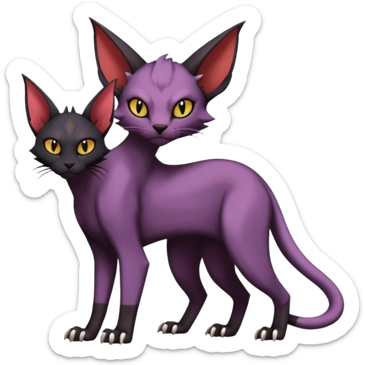 Black edgy Noivern-Noibat-Purloin-Torracat-Sphynx-Lykoi-Caracal-cat-Fakemon full-body sticker
