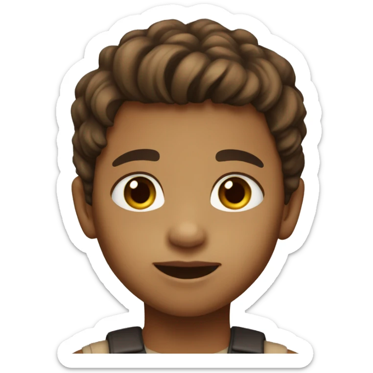 Little kid with light brown skin, brown eyes and brown hair sticker