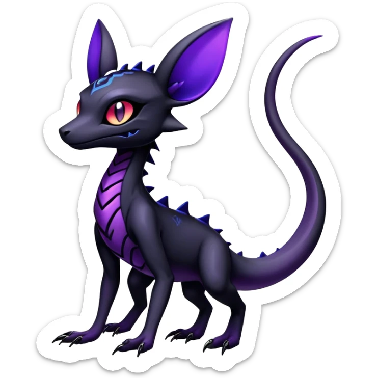 Gothic Colorful Salandit-Umbreon-Fakémon-hybrid-creature (full body)  sticker