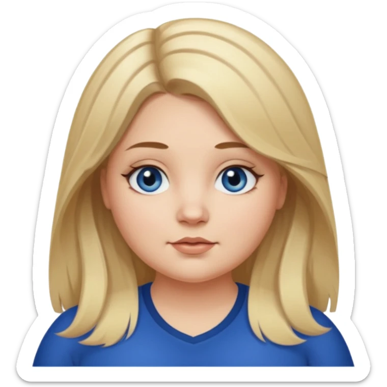 fat white girl long light brunette / blonder8 hair girl with darker roots in her hair middle part and dark blue eyes that's not really tan but not pale sticker