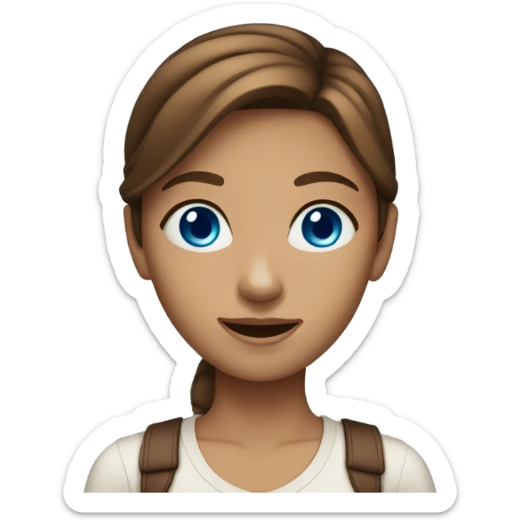 Girl with blue eyes and tan skin and brown hair sticker