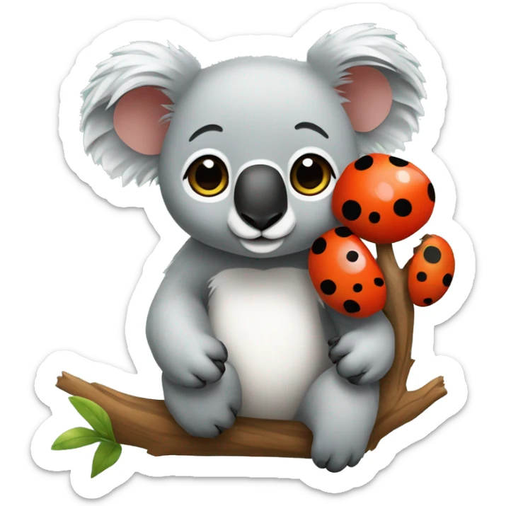 Un koala et une coccinelle super cute qui sont super copain et qui se font un câlin  sticker