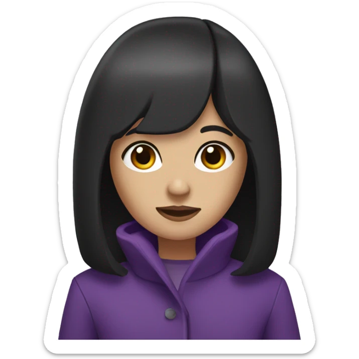 Girl with black straight hair and purple eyes and a purple coat  sticker