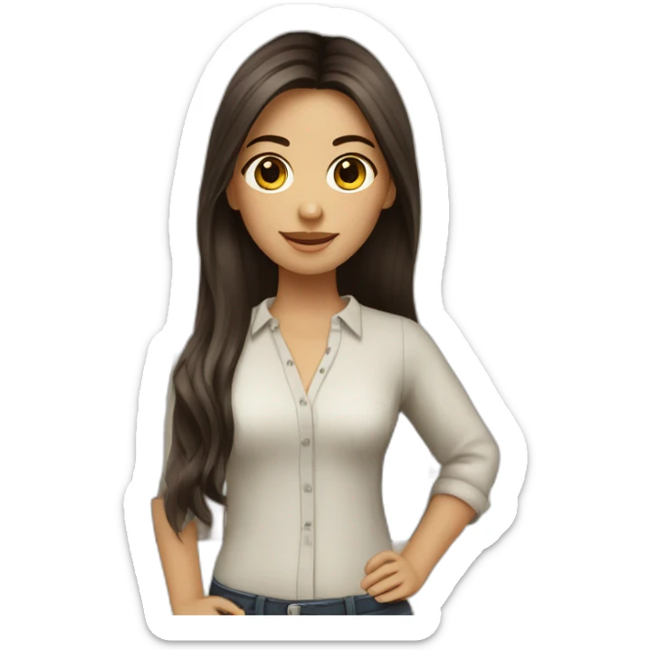 Interior designer bale girl with long dark brown hairand dark brown eyes sticker