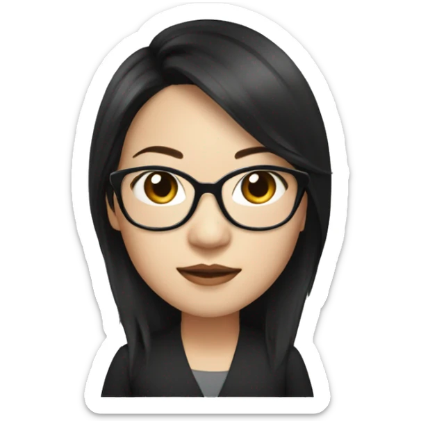 Whitney Lau, dark hair, chinese, woman with glasses sticker