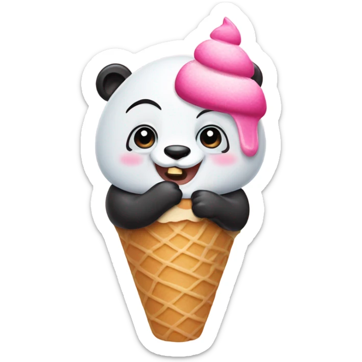 Panda eating ice cream sticker