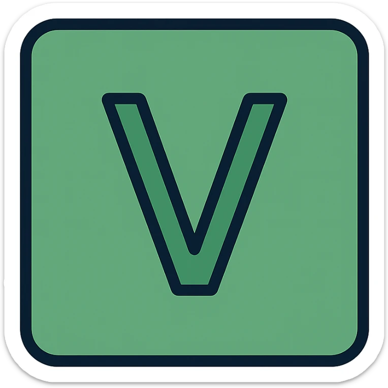 the letter V as seen on the periodic table, green color, clean and modern style sticker