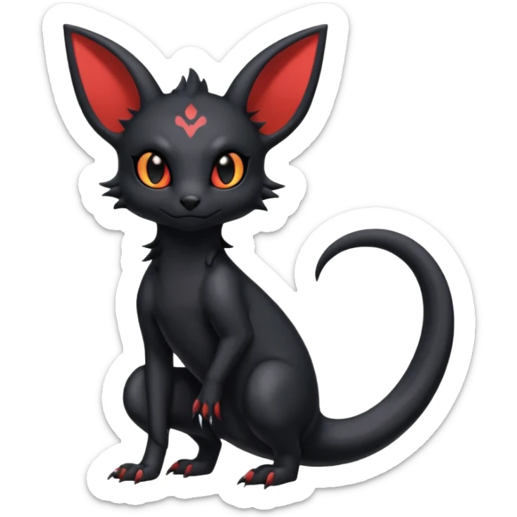 Shiny Dark Cute Gothic Gloomy Salandit-Umbreon-Noibat-Litten-Hybrid (Full body) sticker