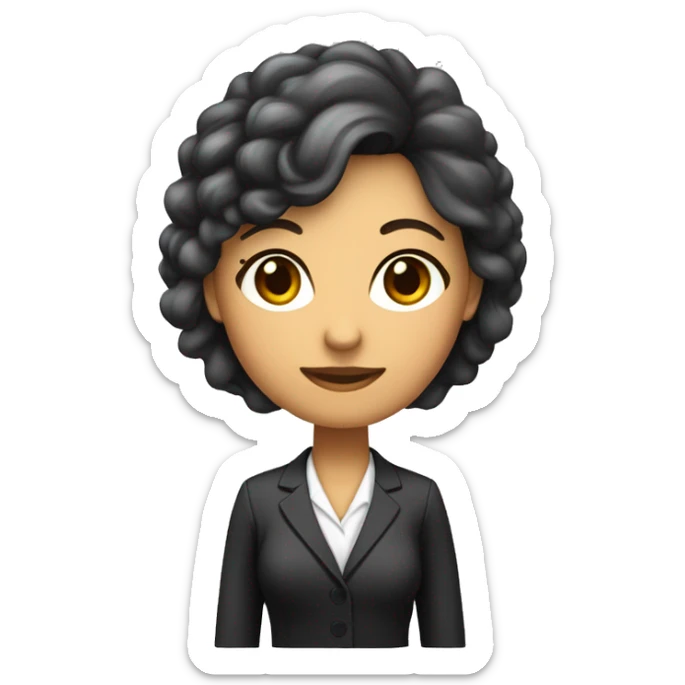 crea un avatar de una mujer empresaria, castaña oscura y pelo rizad sticker