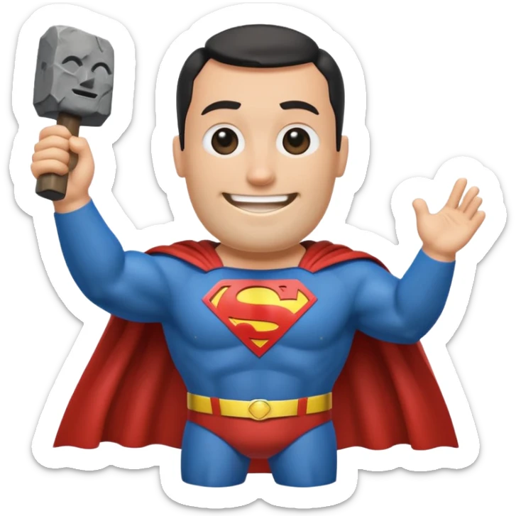 a moai emoji with a superman cape with the original face or the moai emoji with a super man saving people vibe like the superman there is some man waiting in the sky meme but the moai sticker