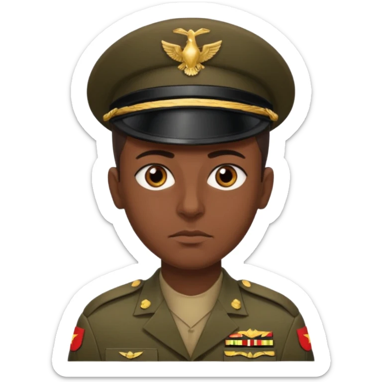 A portrait of an Iraqi soldier, shown from head to chest sticker