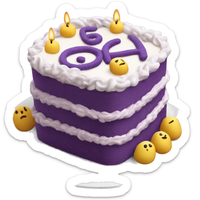 Purple Colored bento birthday with frosting and written on the cake "happy birthday in curly letters sticker